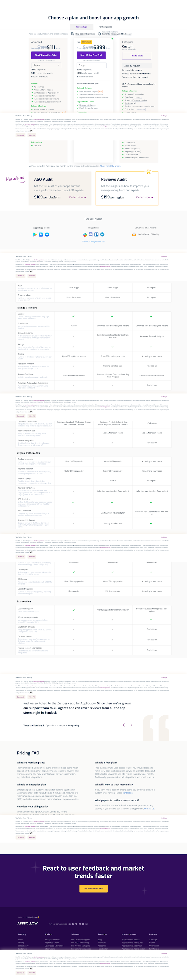Appfollow Pricing Page Design