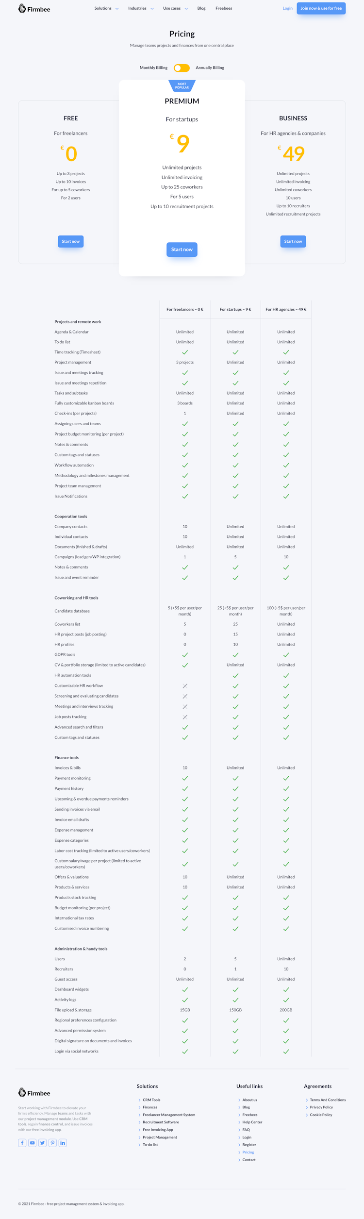 Firmbee Pricing Page Design
