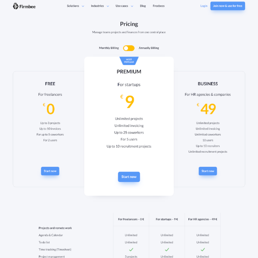 Firmbee Pricing Page Design