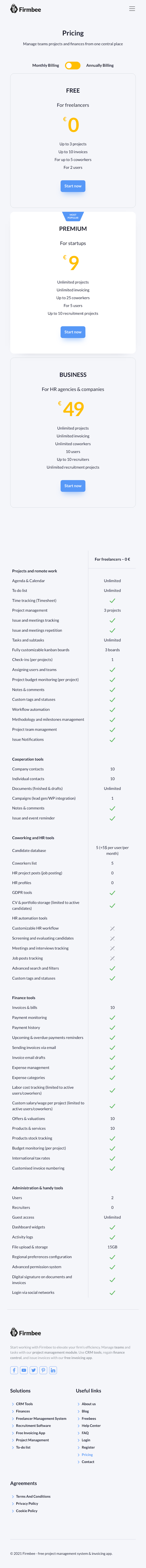 Firmbee Pricing Page Design