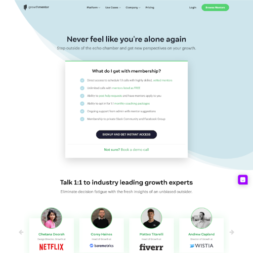 GrowthMentor Pricing Page Design