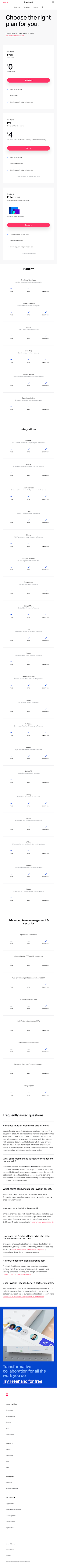 InVision Pricing Page Design