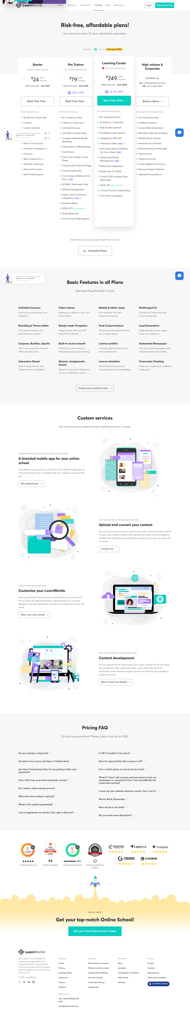 LearnWorlds Pricing Page Design