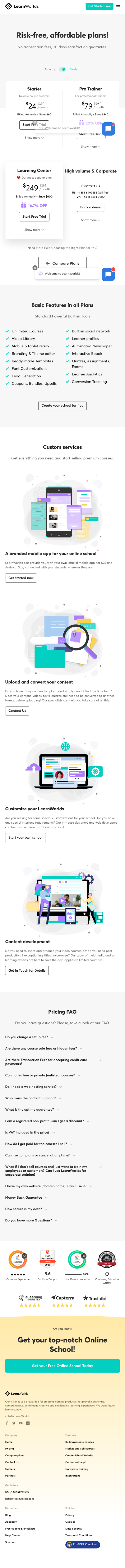 LearnWorlds Pricing Page Design