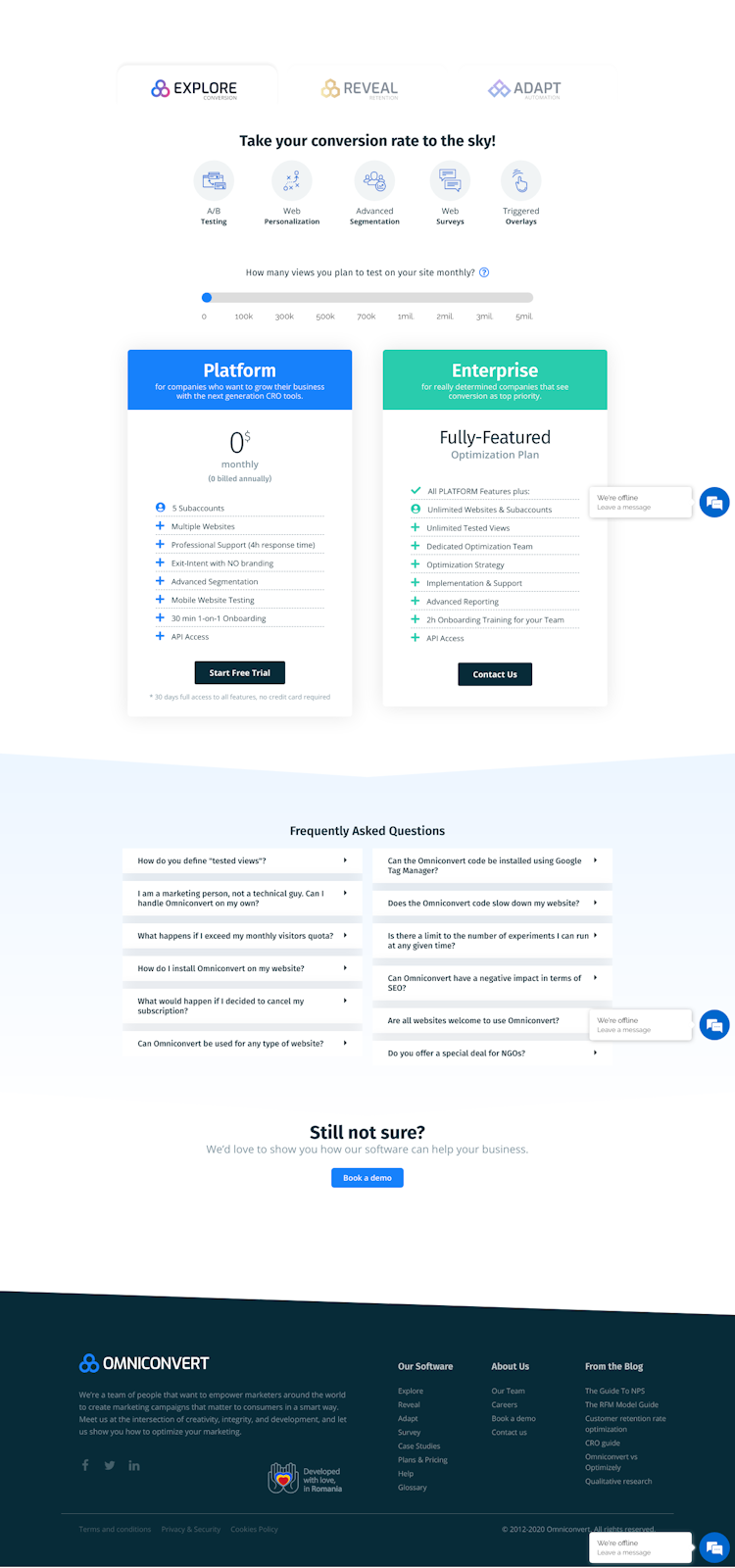 Omniconvert Pricing Page Design