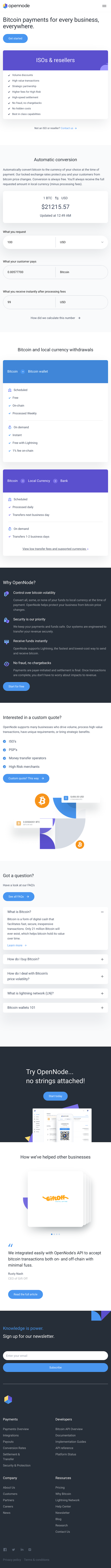 OpenNode Pricing Page Design