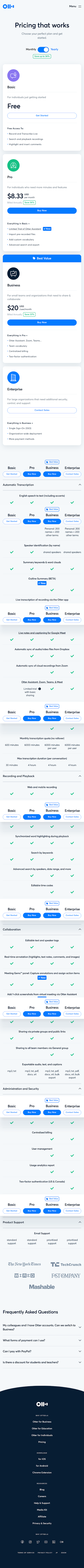 Otter Pricing Page Design