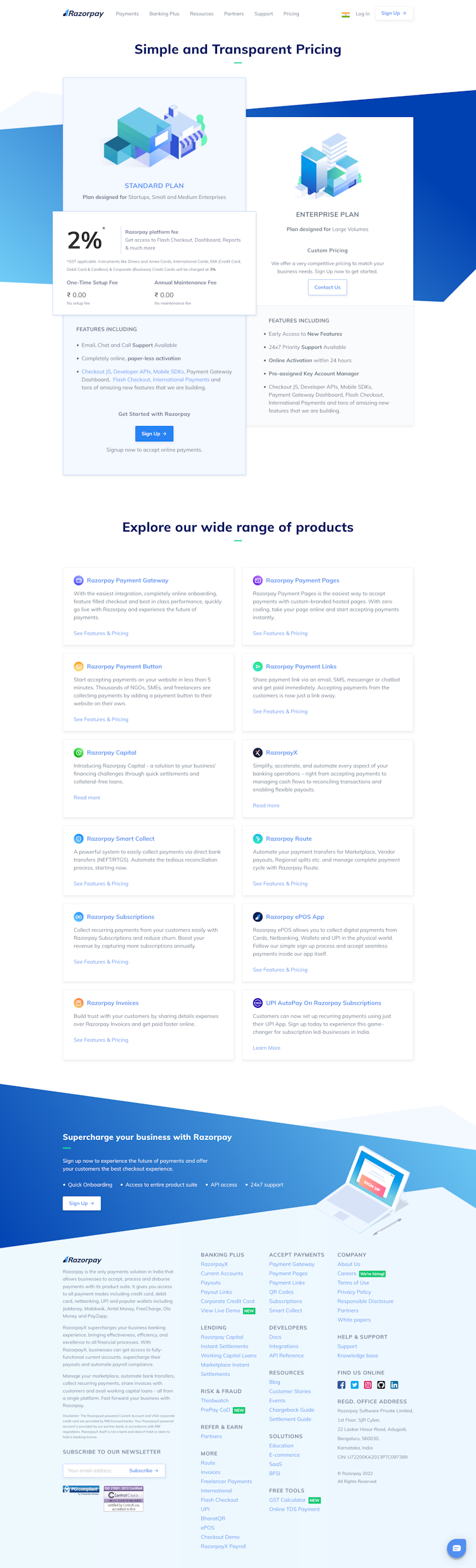 Razorpay Pricing Page Design