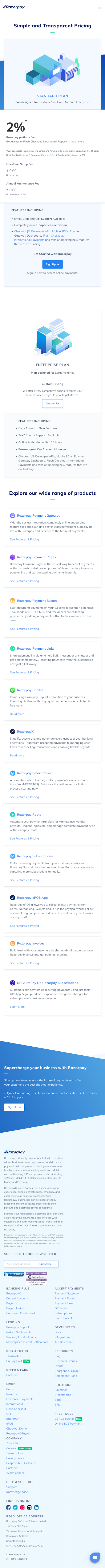 Razorpay Pricing Page Design
