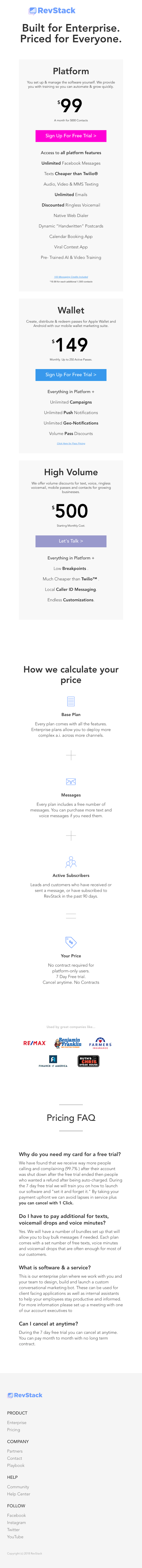Revstack Pricing Page Design