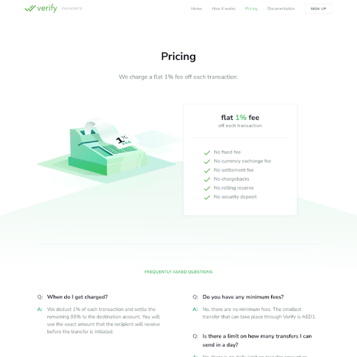 Verify Pricing Page Design