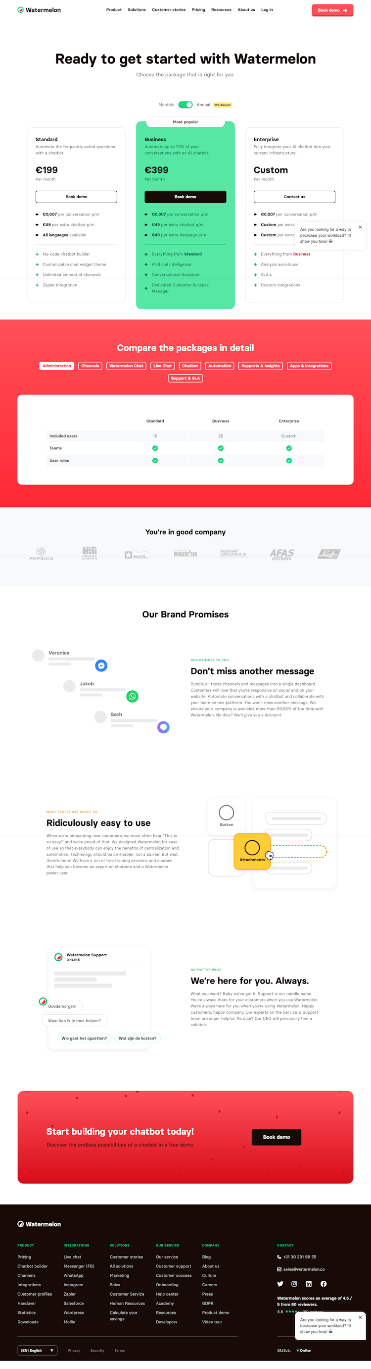 Watermelon Pricing Page Design